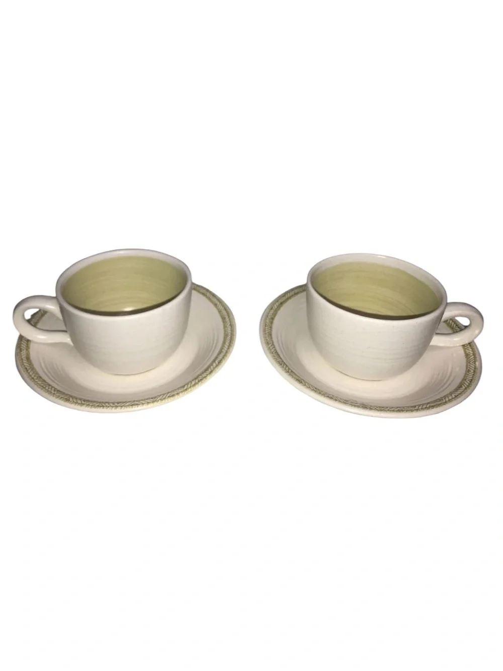Vintage Franciscan Earthenware HACIENDA GOLD Tea Cups 2 USA Swirl Yellow Speck